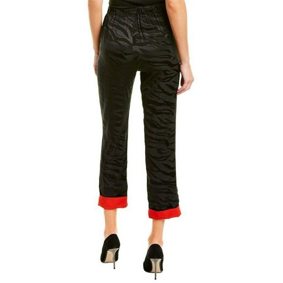 NWT Zadig & Voltaire Pop Jacquard Tigre Silk Pants Black Size Small 36 - Picture 2 of 6